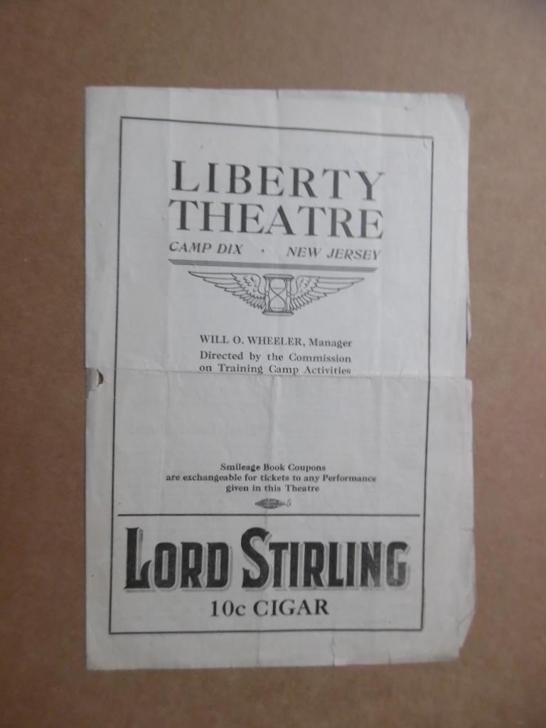 1918 Camp Dix Liberty Theatre Program Sergeant Irving Berlin's Stop Look Listen
