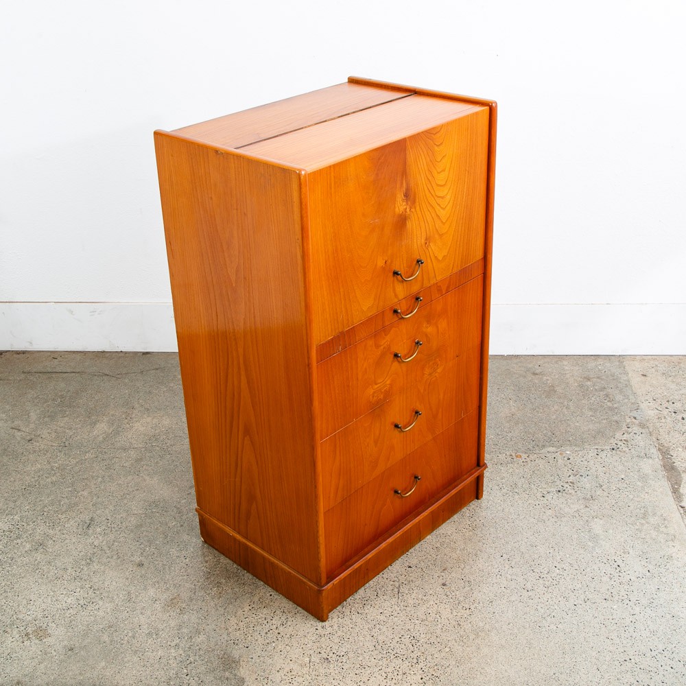 Mid Century Danish Modern Desk Vanity Office Wood 5 Drawers Denmark Mirror Mcm