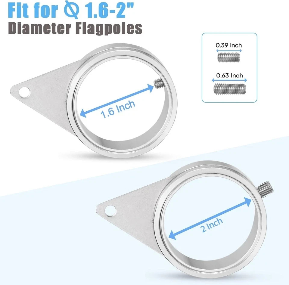 2" Large Flag Pole Rings, 2 Pcs Aluminum Alloy Spinning Flag Pole Ring Clips Swi