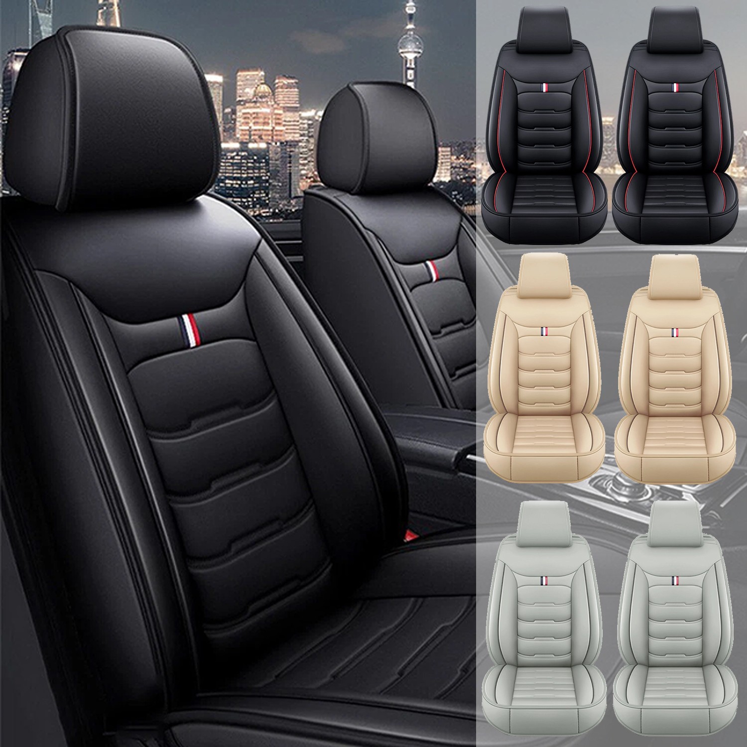 Leather Seat Covers Front Cushion For Hyundai Elantra Tucson Sonata Accent Kona