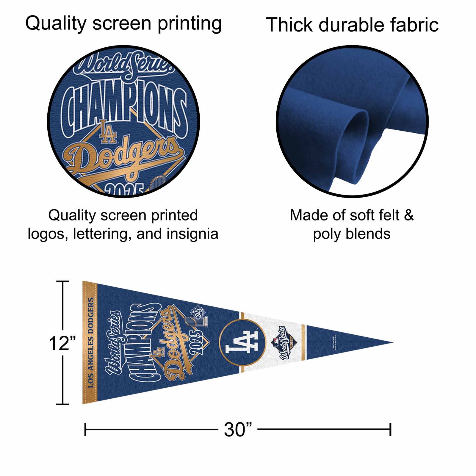 Los Angeles Dodgers 2025 World Champions Series Premium Pennant