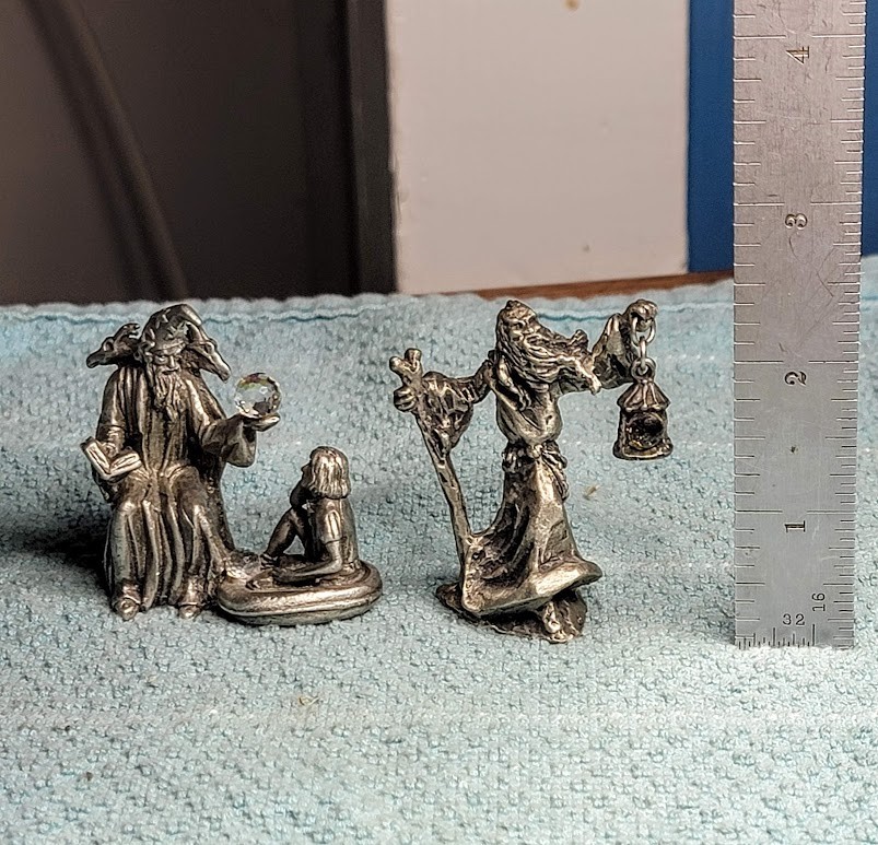 Gallo Pewter Wizard Teacher Apprentice 1986 & Sage guide with Lantern of Wisdom