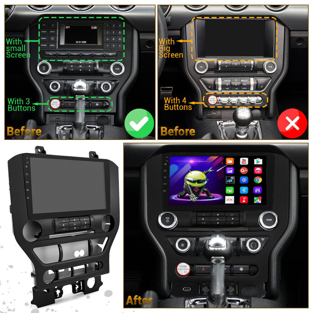 For Ford Mustang 2015 2016 2017-2021 Radio GPS Head Unit, CarPlay & Android Auto