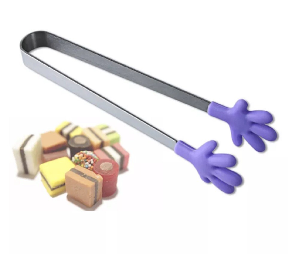 4 Pcs 5Inch Silicone Mini Tongs Set - Hand Shape, Kid-Friendly Sugar Cube Tongs