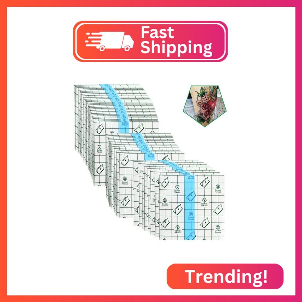 50 Pieces 4 x 4 in Stretch Waterproof Adhesive Bandages Transparent Film for Tat