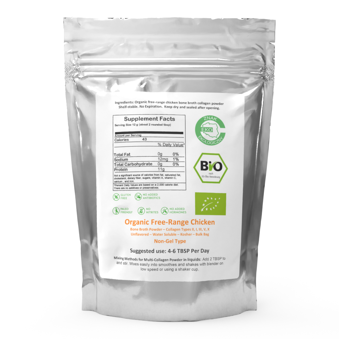 Chicken Bone Broth Collagen Powder - Pure Organic Protein - Free-Range