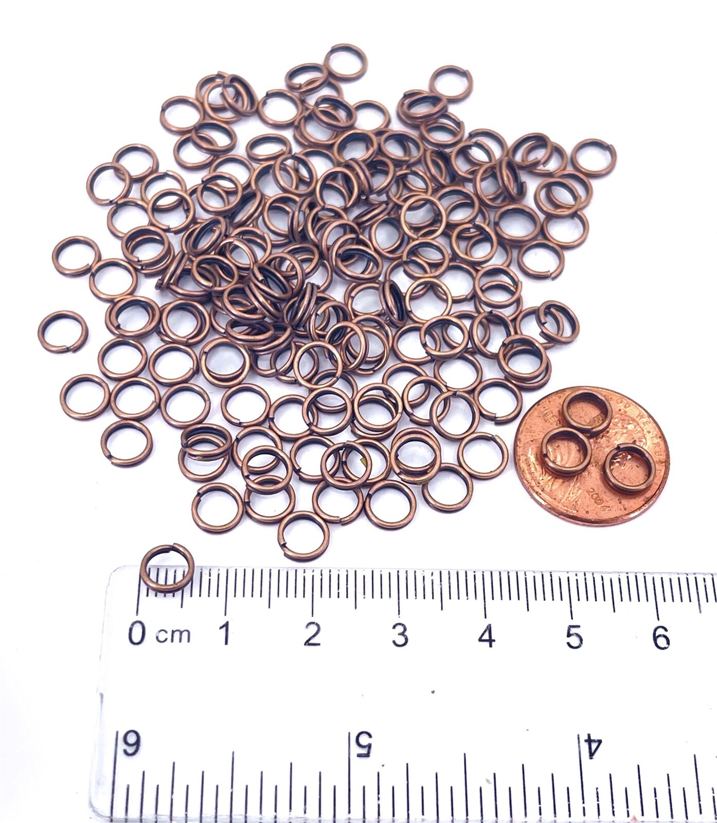 50 Red Copper Double Split Jump Rings Findings Connectors 22 gauge 6mm