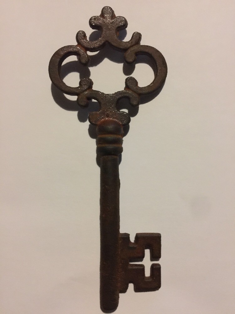 Victorian Master Door Cast Iron Skeleton Key HUGE Cathedral Patina Collector DAM