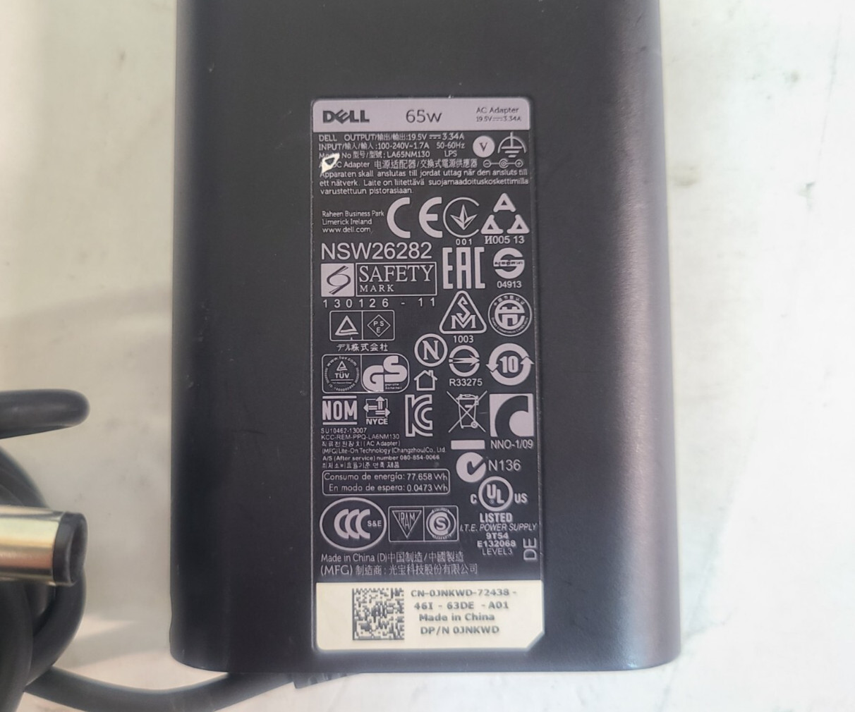 Mixed Lot of 10 Dell 65w LA65NM130 HA65NM130 Slim AC Adapters