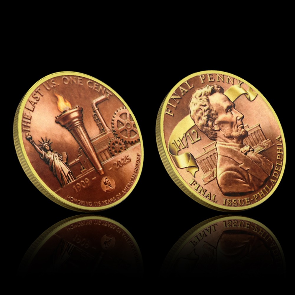 Final Penny Challenge Coin – The Last US One Cent, 1909-2025, Lincoln Memorial