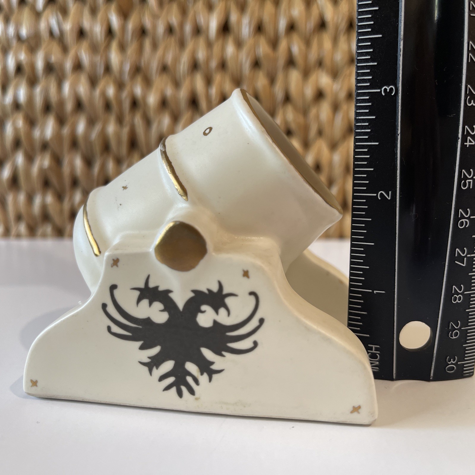 Double Headed Eagle Porcelain Canon Heraldic Military Figurine Artillery