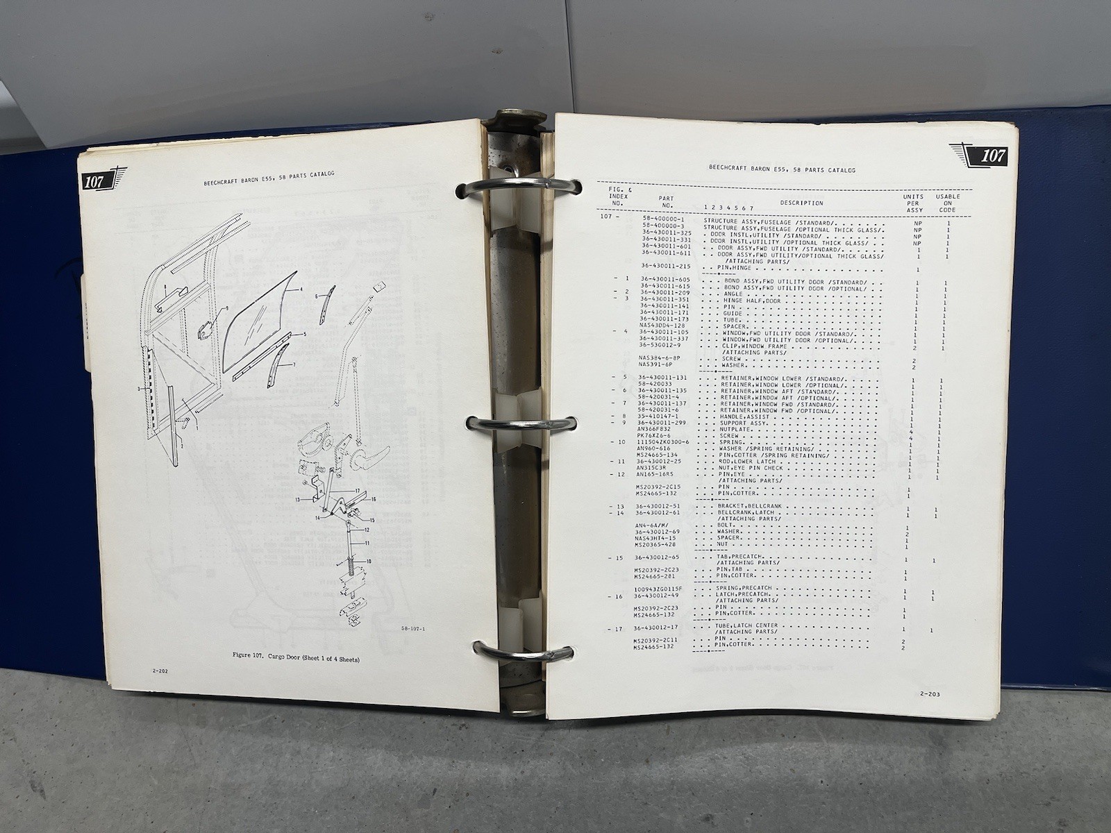 Beechcraft E55, 58 Baron Parts Catalog 58-590000-5 Original