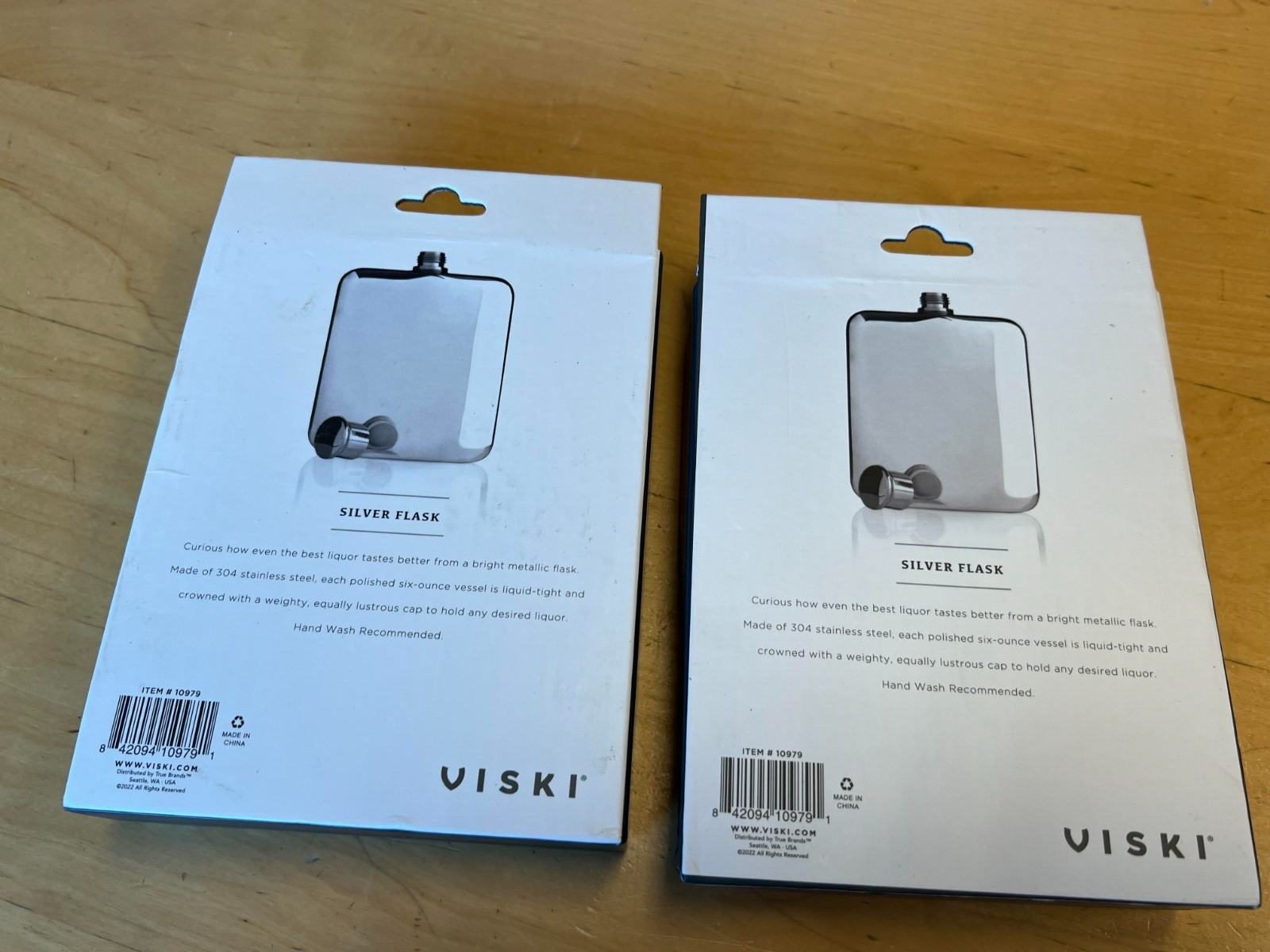 Viski Stainless Steel 6 oz. Silver Flask 10979 engraved