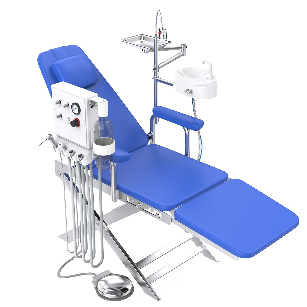 Dental Mobile Portable Chair LED Light Folding Chair +Air Turbine Unit Steel