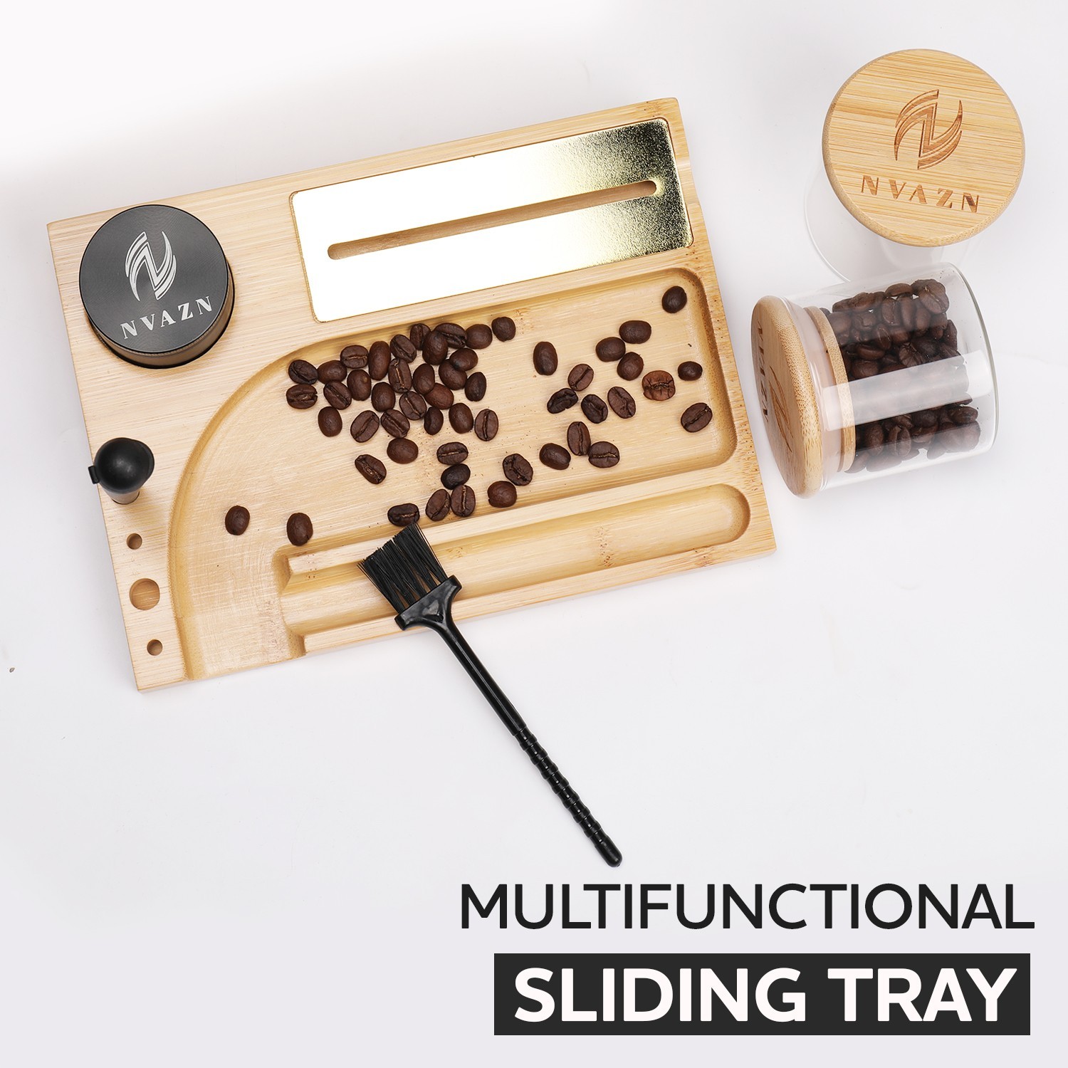 Stash Box Large - Smell Proof Bamboo Box with Rolling Tray - Storage Wood Box