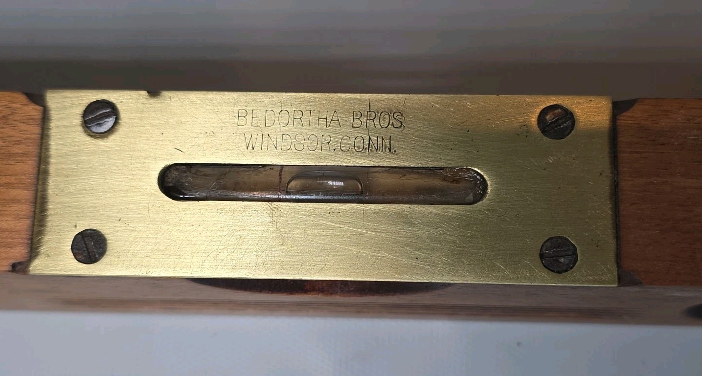 Antique Wood Bedortha Bros 12" (2) Bubble Woodworkers Level Tool Windsor, Ct