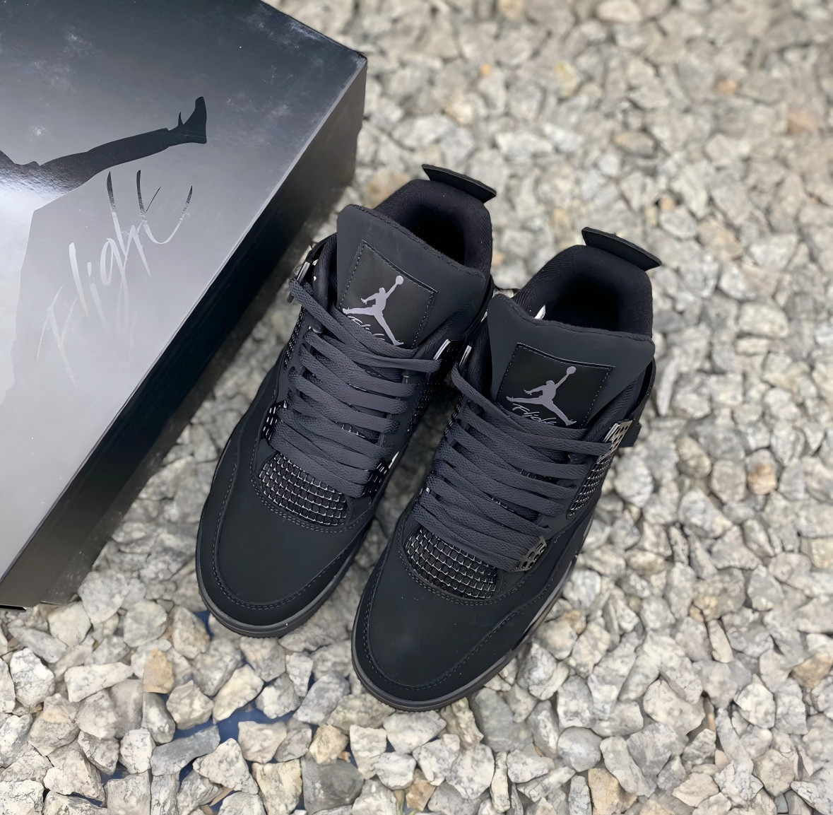 Jordan 4 “Black Cat”Retro Men's Black Basketball Shoes Mid-Top