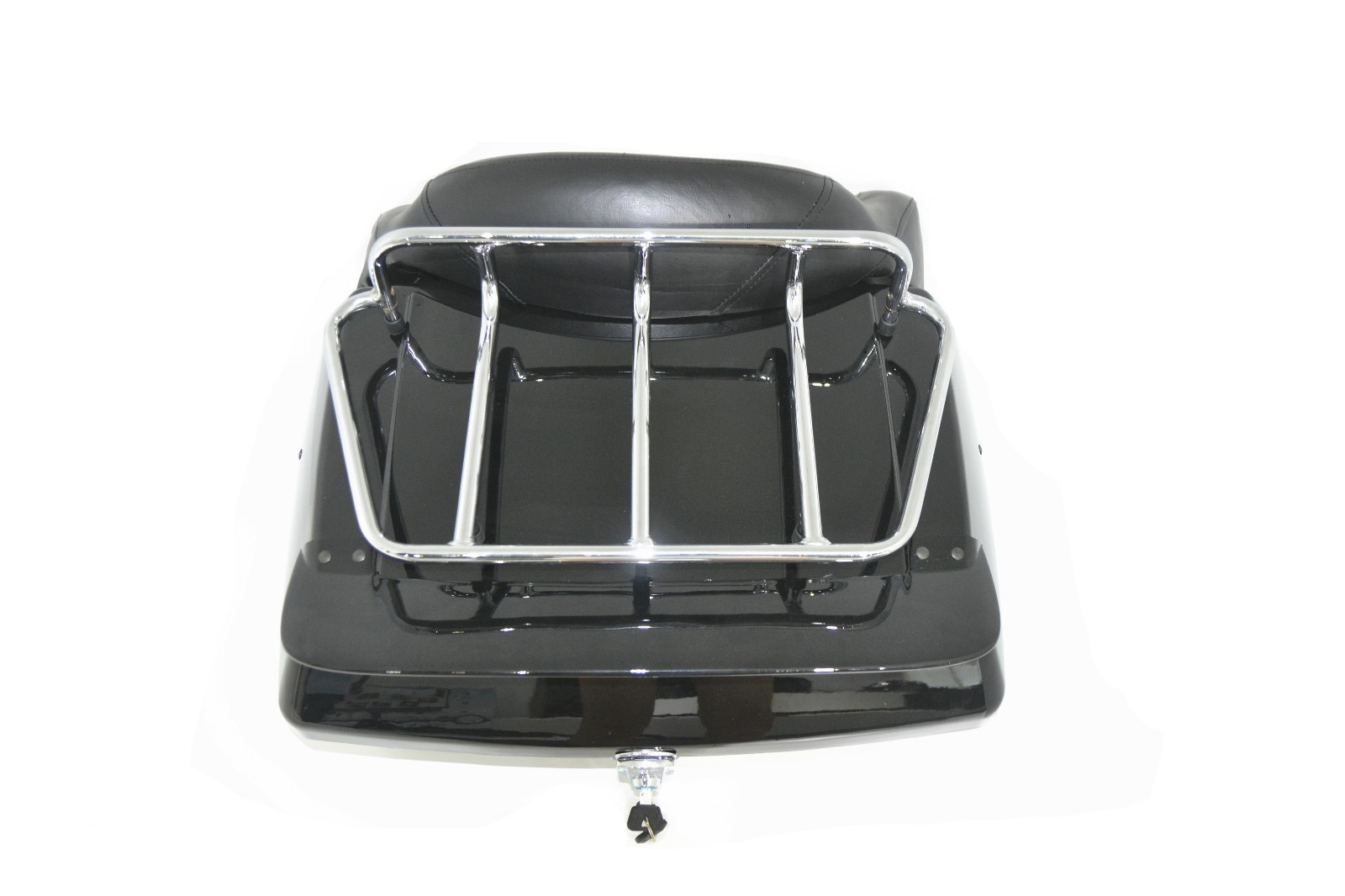 Black Motorcycle Trunk Tail Box Luggage Touring Pack Universal w/ Tail Light DMY