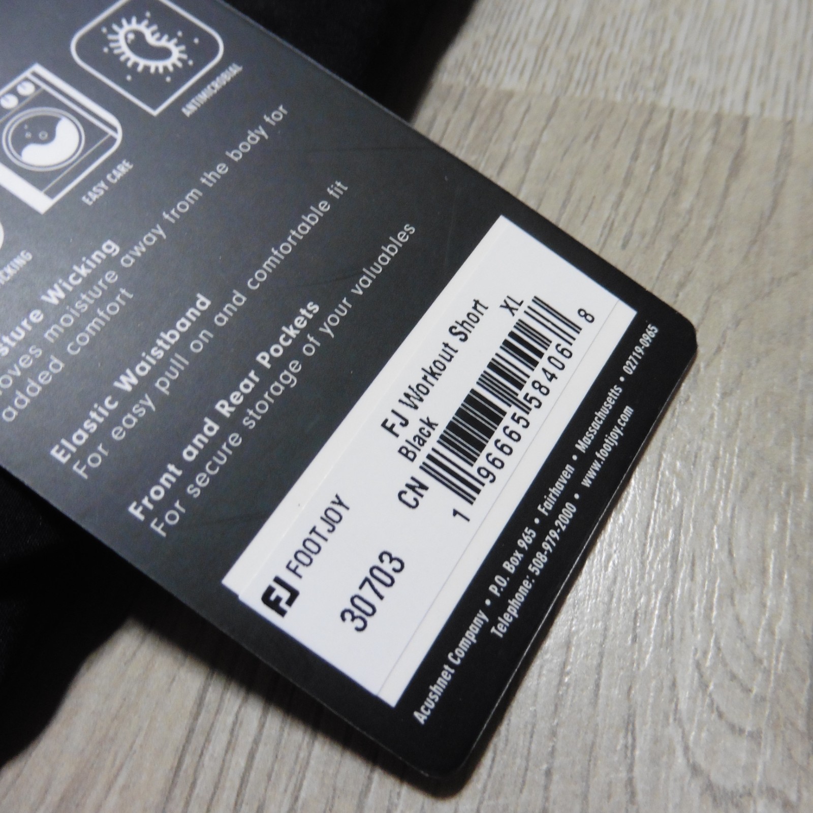 FOOTJOY Mens M L XL 2XL SHORTS BLACK GOLF WORKOUT TRAINING 8" POLYESTER SPANDEX