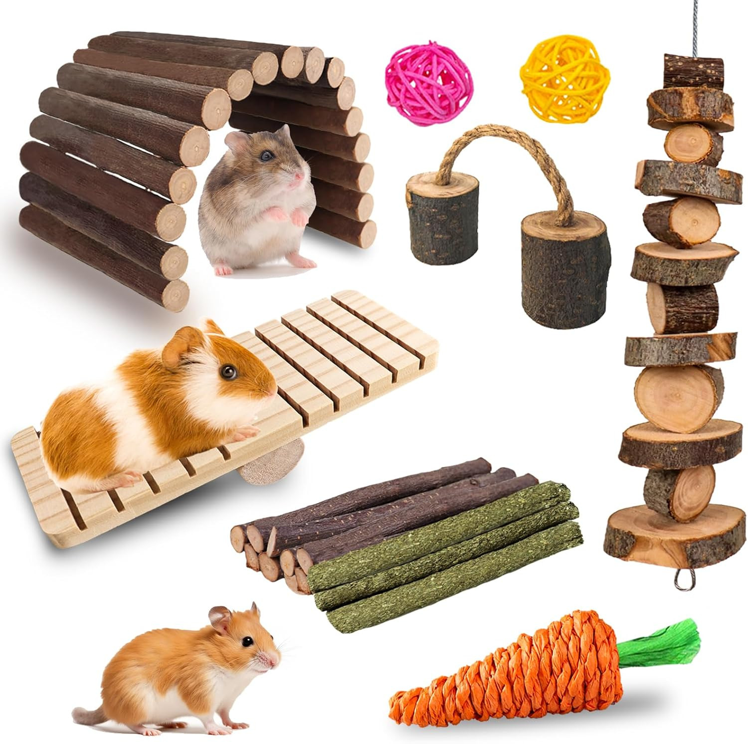 Hamster Toys, Guinea Pig Chew Toys Small Animal Enrichment Toys Cage Accessories