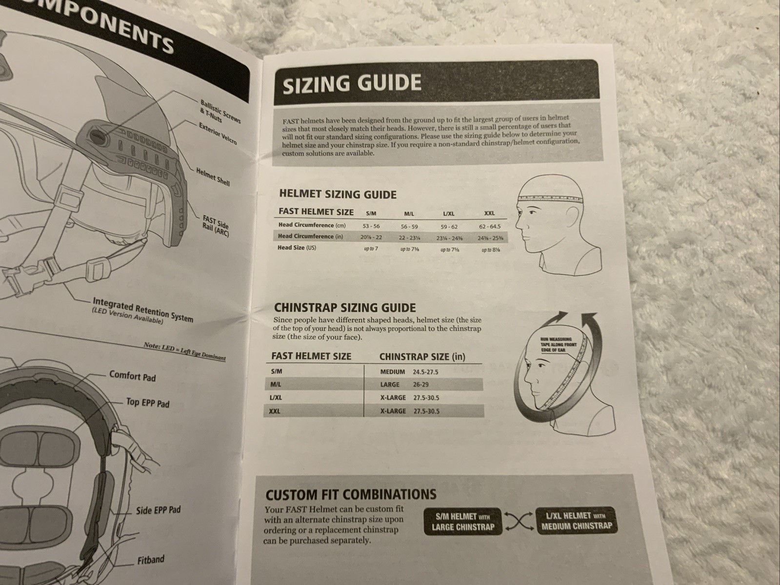 OPS-CORE FAST SF CARBON HELMET SYSTEM XLarge Tan Vented Lux Liner With OCC Dial