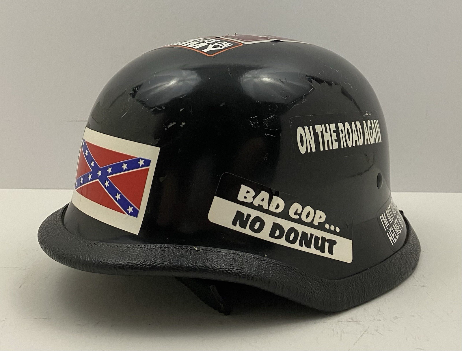 Vintage Freedom Novelties Biker Helmet, XL DOT Black Skid Lid Novelty, RARE!￼