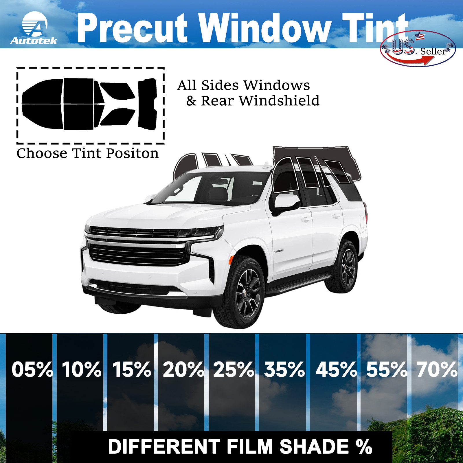 Computerized Custom PreCut 2Ply Window Tint Film Kit For ALL Chevy Tahoe 4 Door