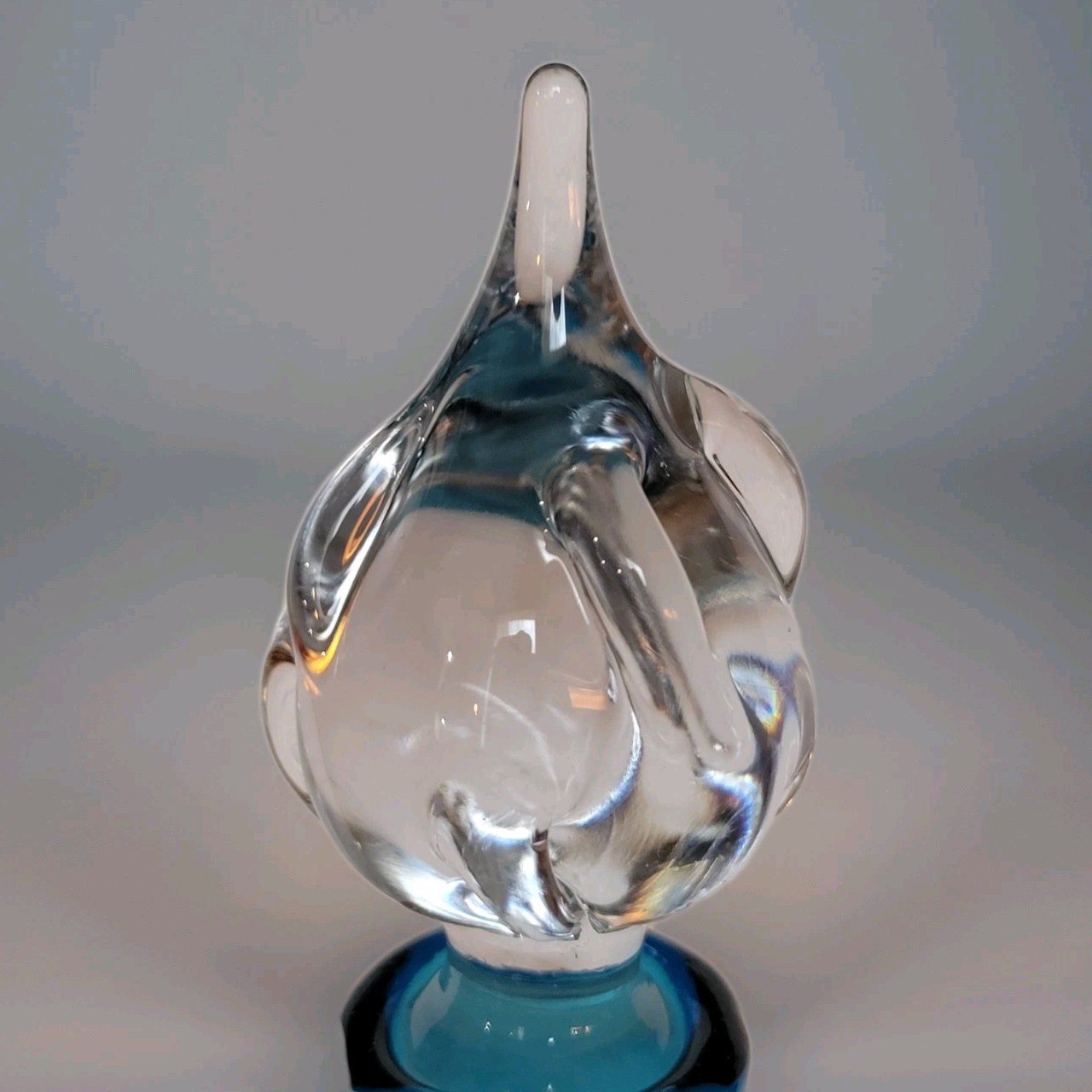 Vintage MCM Blenko Turquoise Blue Peacock Decanter WithStopper 9"