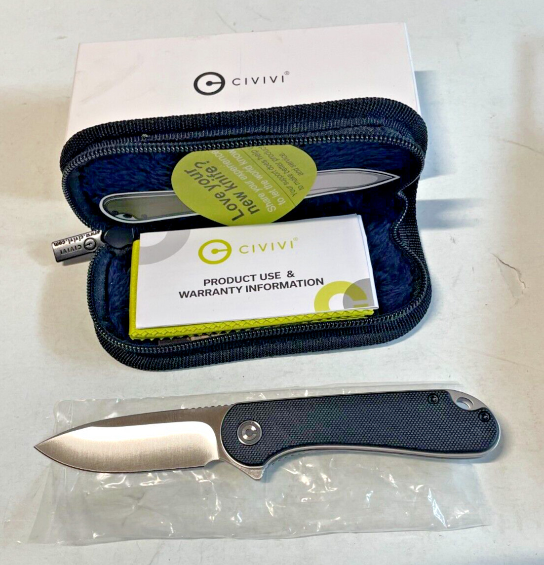 Civivi Elementum Folding Knife 2.96in D2 Steel Black G10 Handles C907A