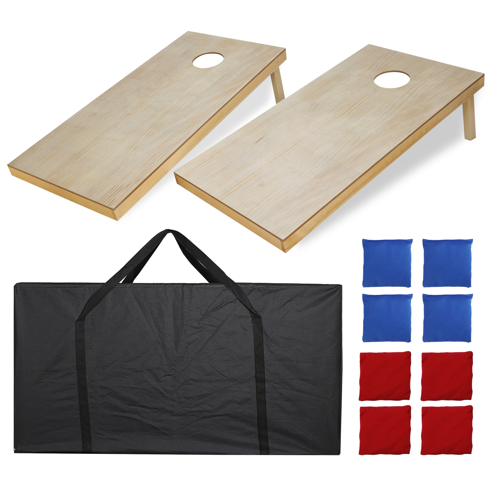 Cornhole Game Set 4x2FT Regulation Size Wood Cornhole Boards 8 Bean Bags w/ Case