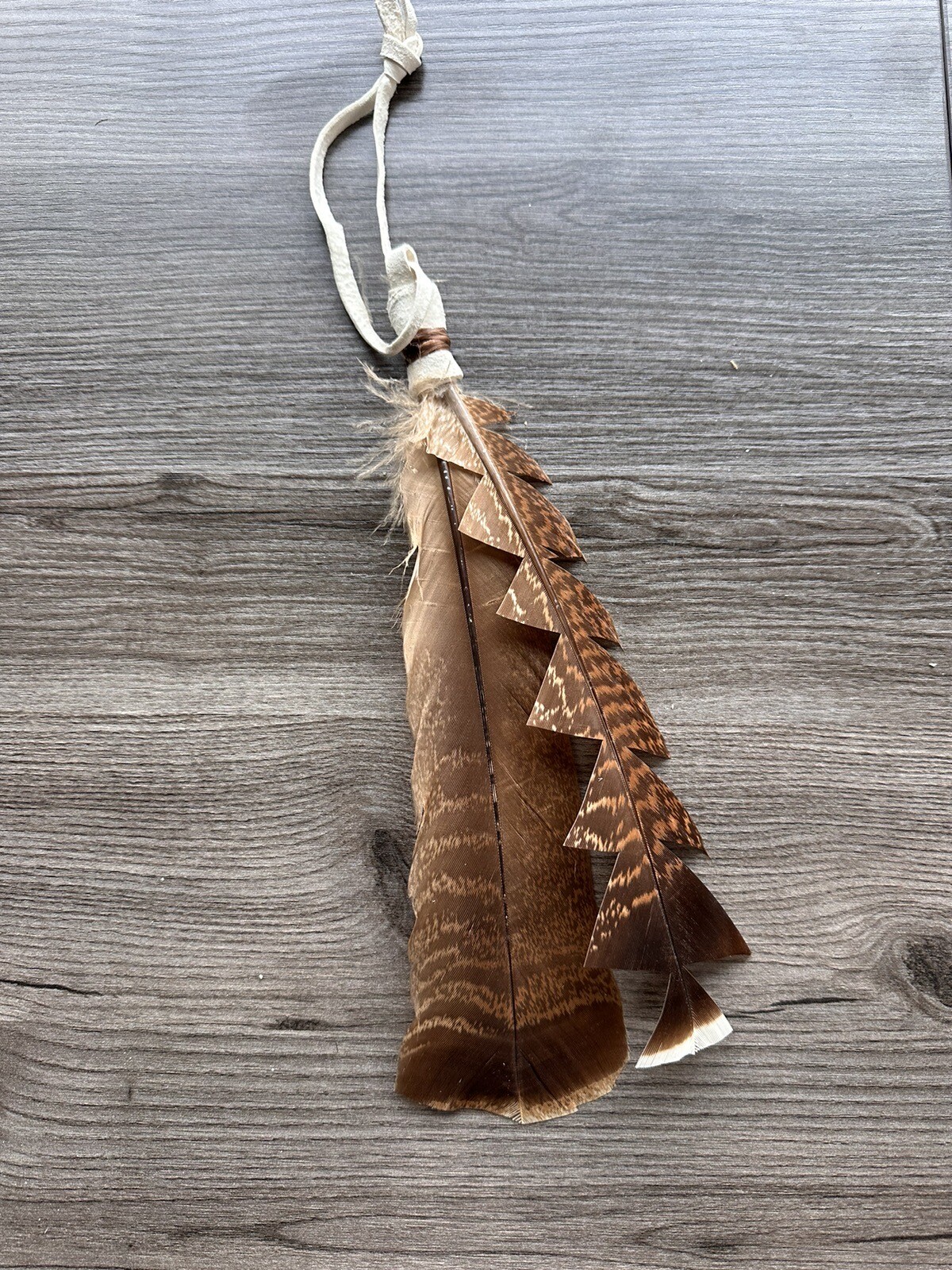 Native American feather hair tie regalia pow wow turkey feather hair tie