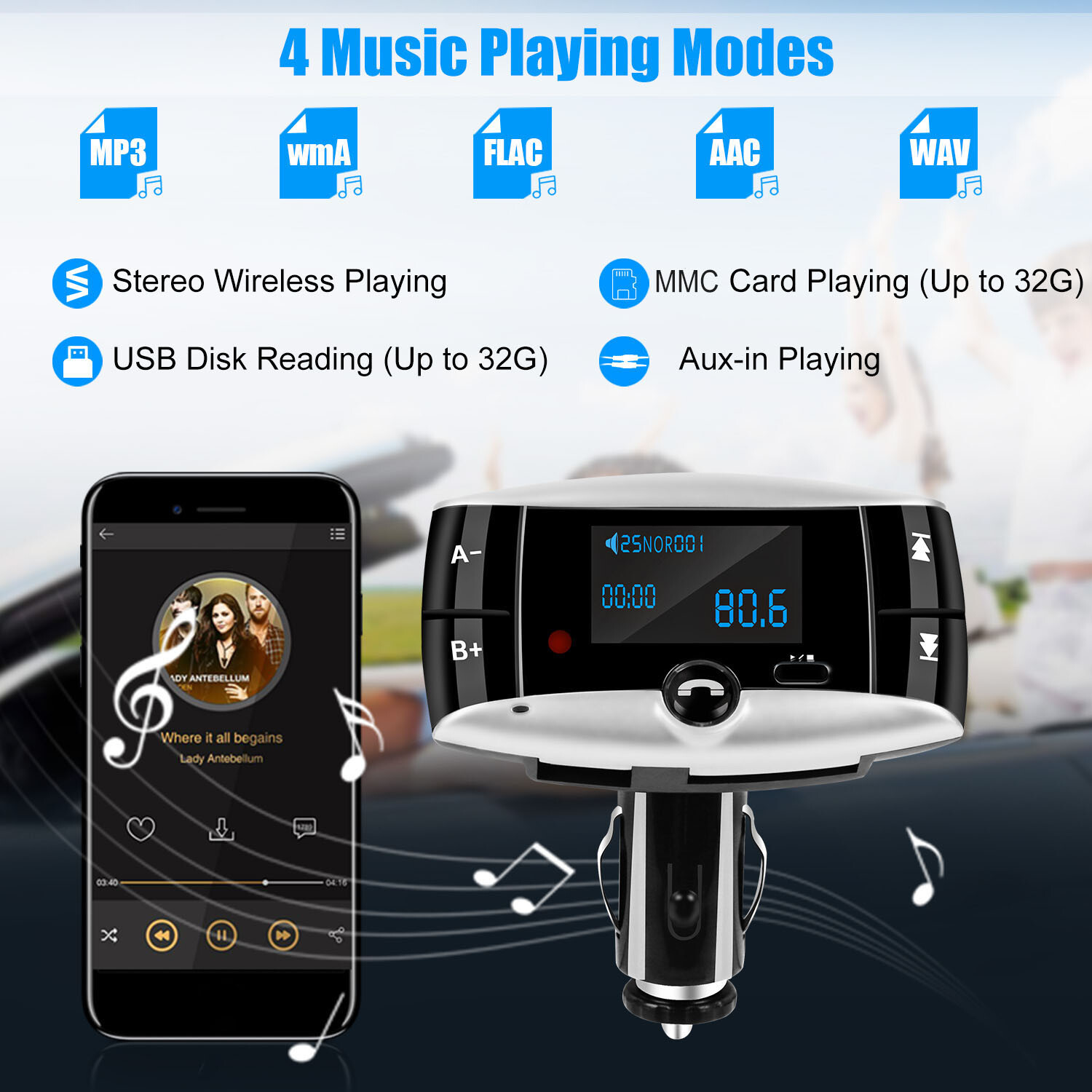 Wireless FM Transmitter Modulator Car Kit MP3 Player SD USB LCD Remote