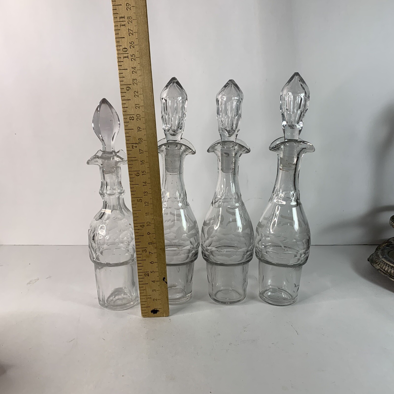 Antique Victorian Silver Plated Cruet Condiment Set Caddy Etched Glass Server