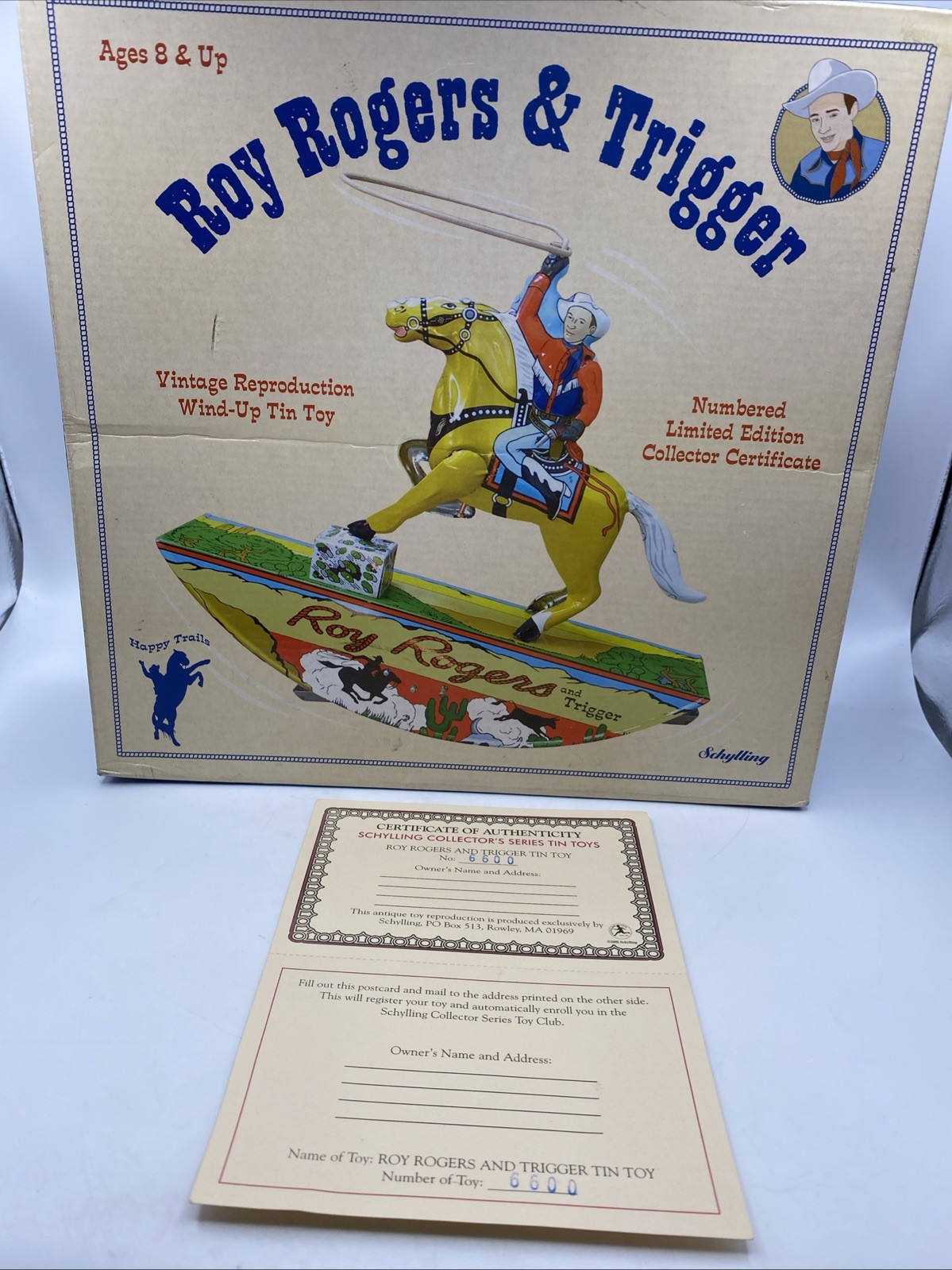 Roy Rogers And Trigger Wind Up Toy Vintage Reproduction Schilling Cowboy-READ