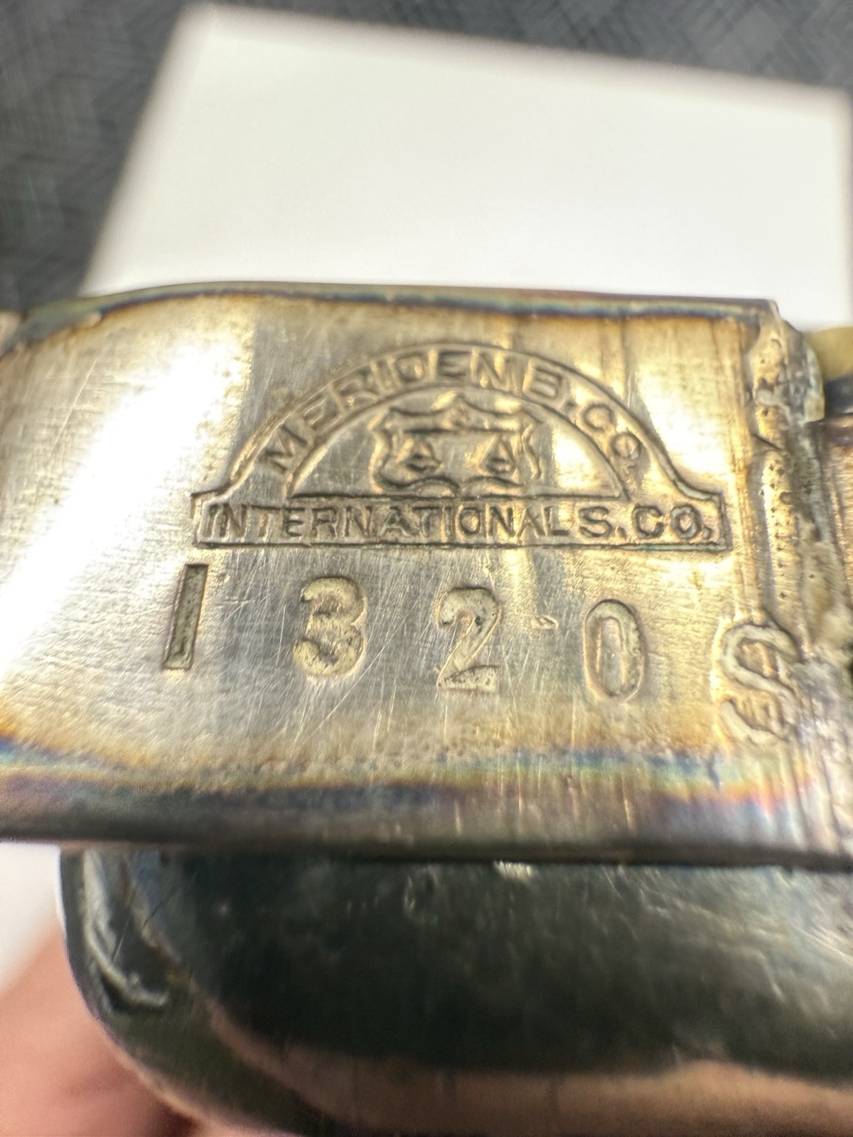 Dented / Damaged MERIDEN B SILVER PLATE Whiskey Flask - Golf Monogram