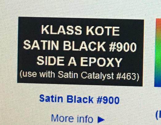 Klass Kote two part Epoxy Paint Part A 8 or 16 ounce class coat
