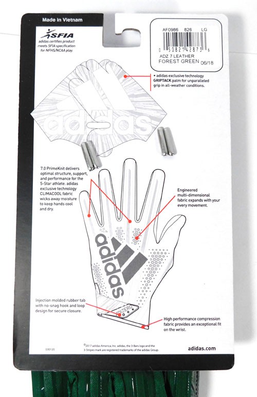 adidas adizero 5-Star 7.0 Leather Forest Green Football Gloves Size L