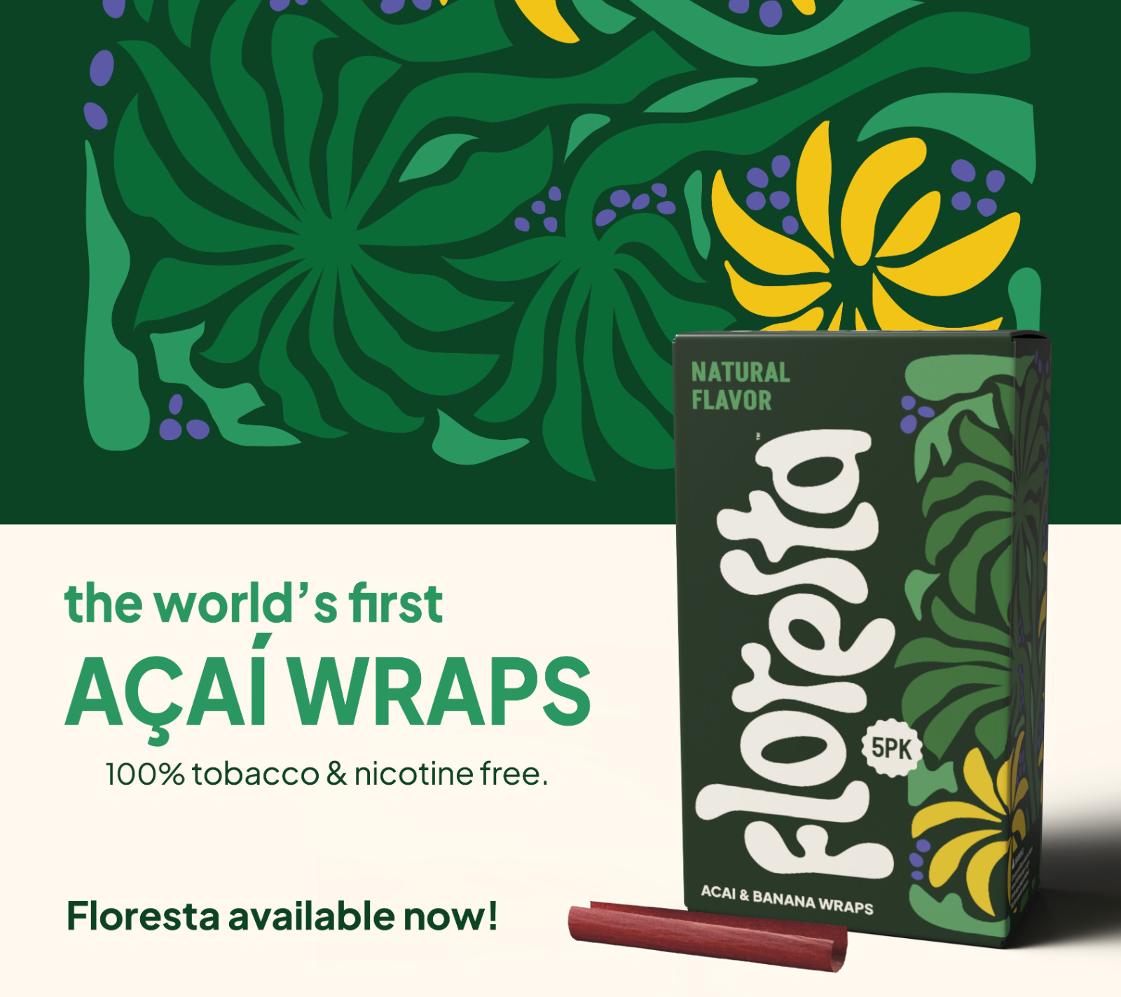 Floresta Acai Wraps - Assorted Trial Pack Banana + Acai Blend Wraps. Pack of 5
