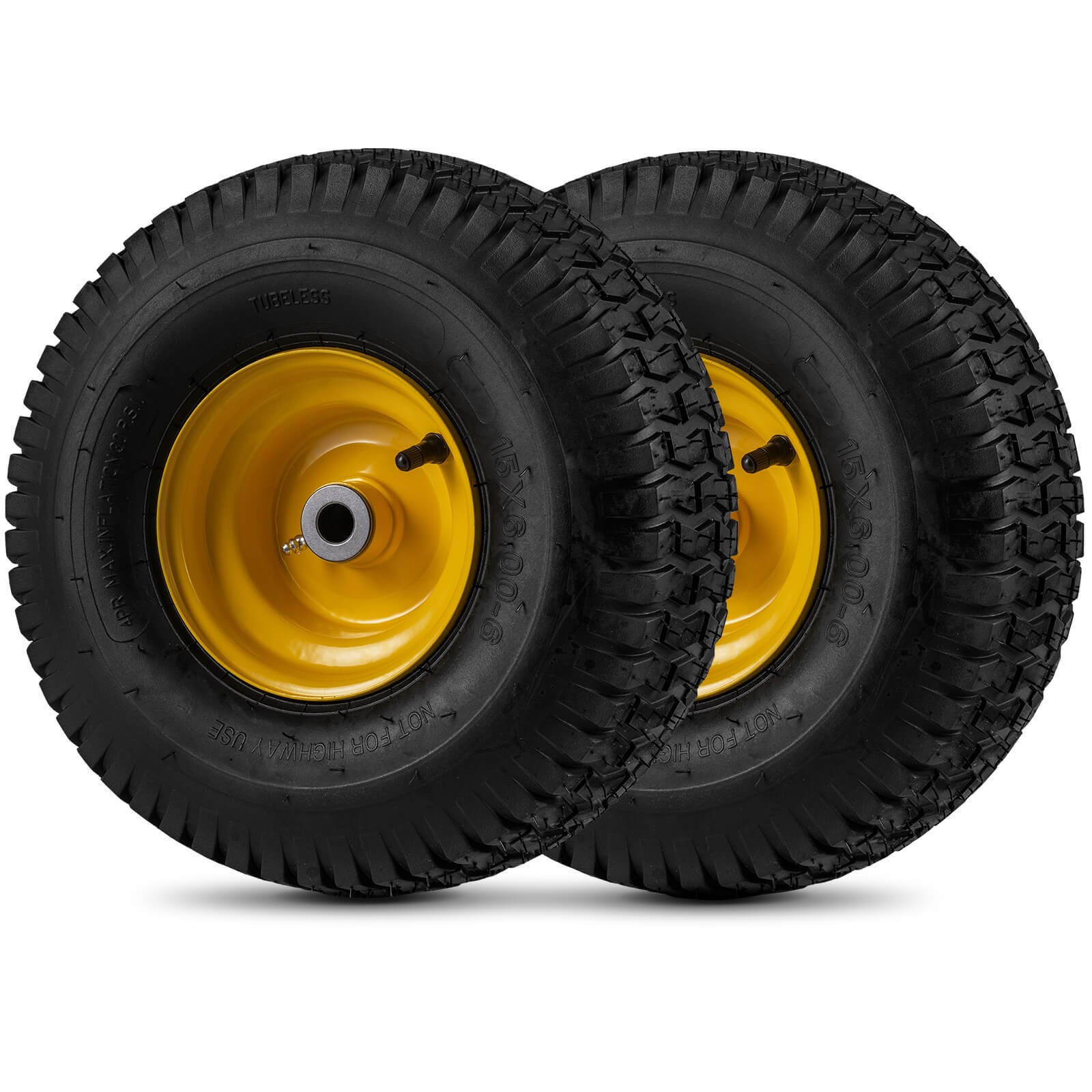 15x6.00-6Tubeless Tires&Wheels(2 Pack),4 PR/Ply Pneumatic Tires w/3"Centered Hub
