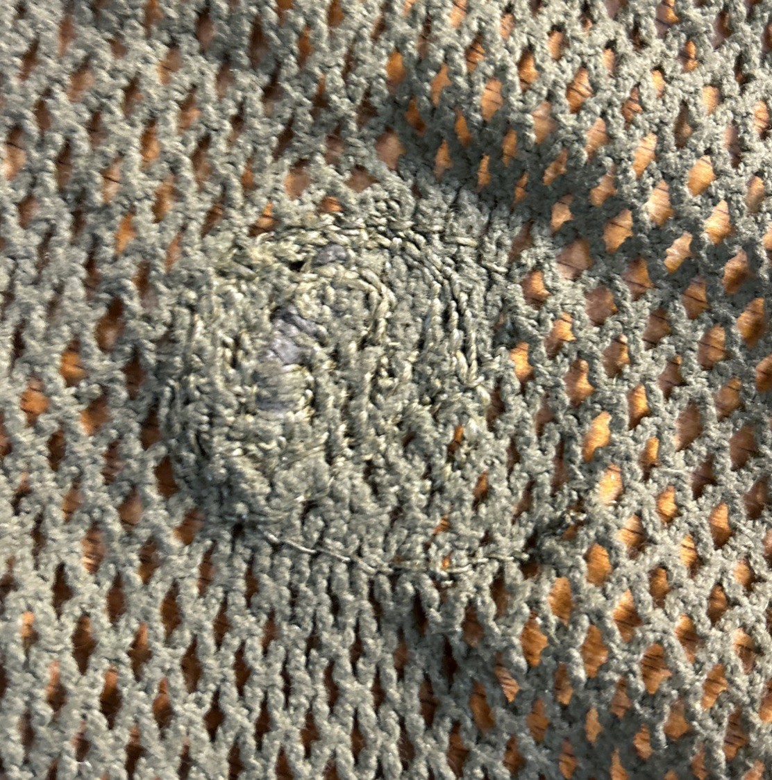 ORIGINAL WWII Woven Square Pattern M1 Helmet Net from US GI OD Camo Shrimp Net 1