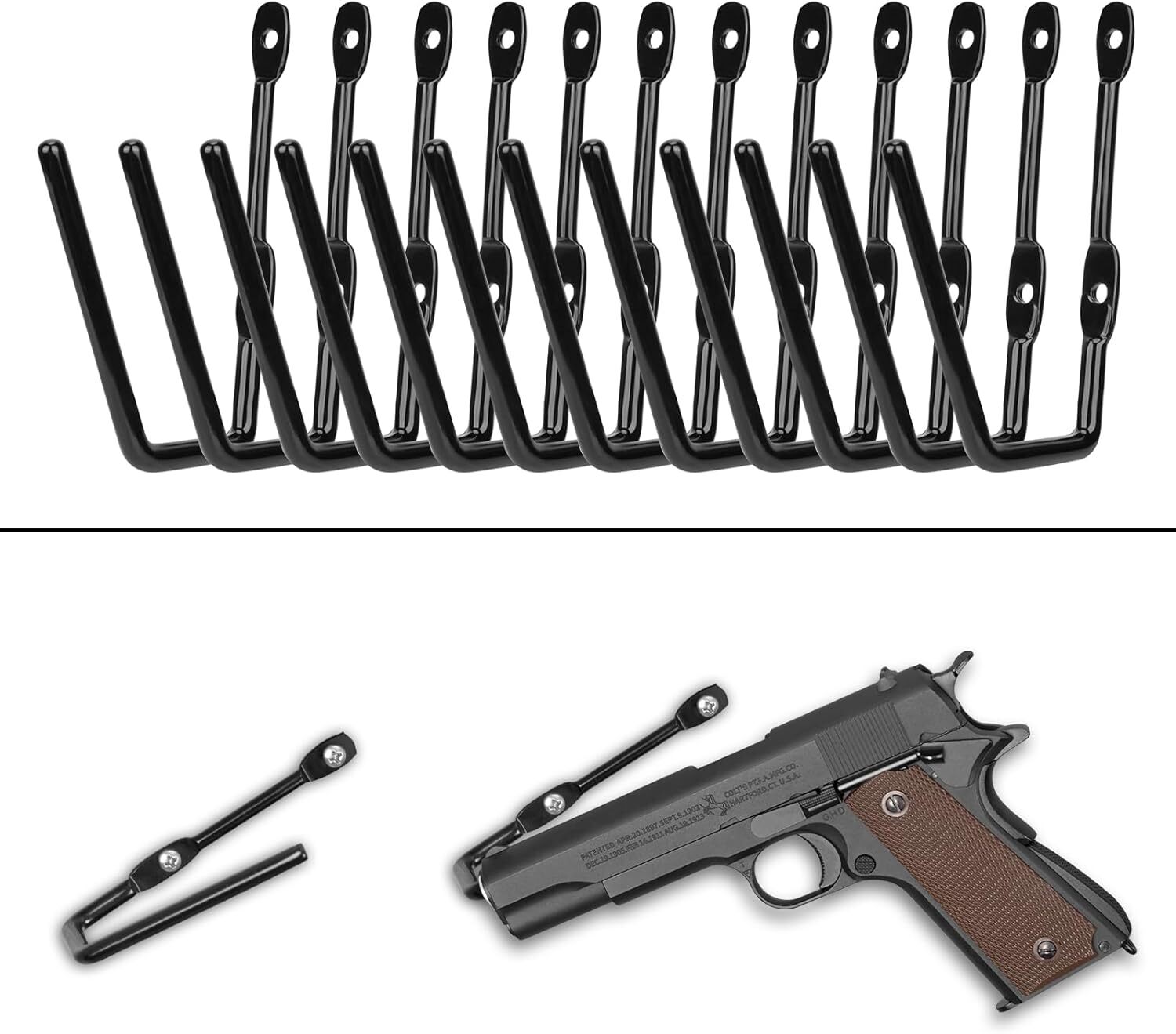 12 Packs Pistol Wall Mount, Handgun Rack Hooks, Handgun Hanger Pistol Organizer