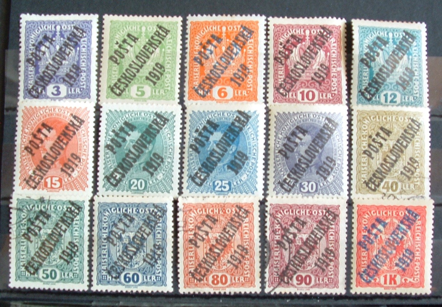 CZECHOSLOVAKIA 1919 SG67/82 super part MH set of 15 clean, please see note below