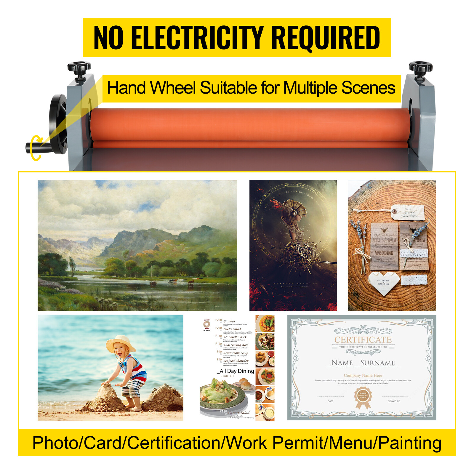 VEVOR 29.5" 750mm Manual Cold Roll Laminator Vinyl Film Photo Laminating Machine