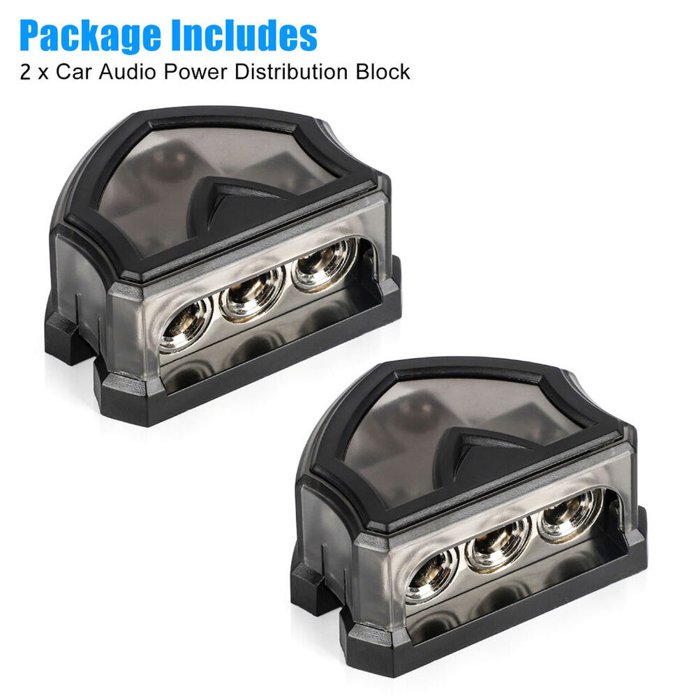 2PCS Car Audio Splitter Amp Power 0 Gauge In 3 Gauge Out Distribution Block