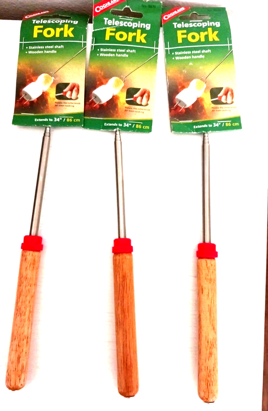 Coghlans Telescopic Roasting Forks Lot Of 3 New Extends 34" Hot Dog- Marshmallow