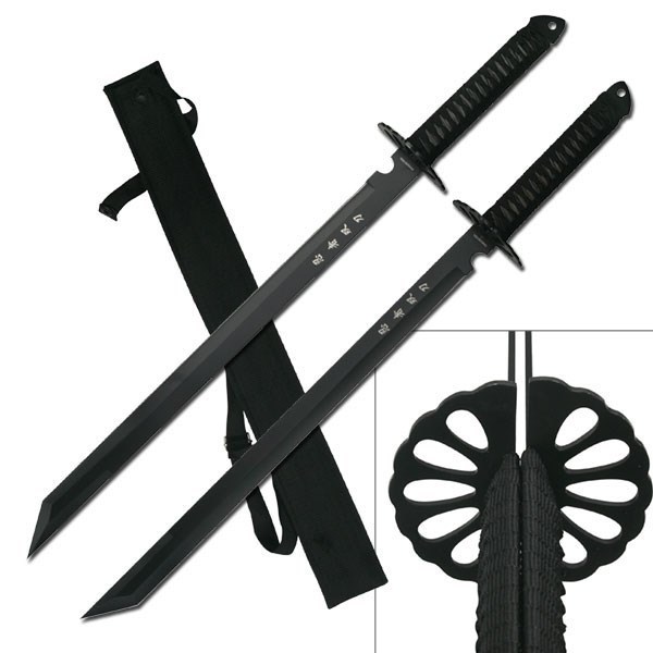 28" Dual Sword Set Ninja Full Tang Machete w/ Carry Sheath