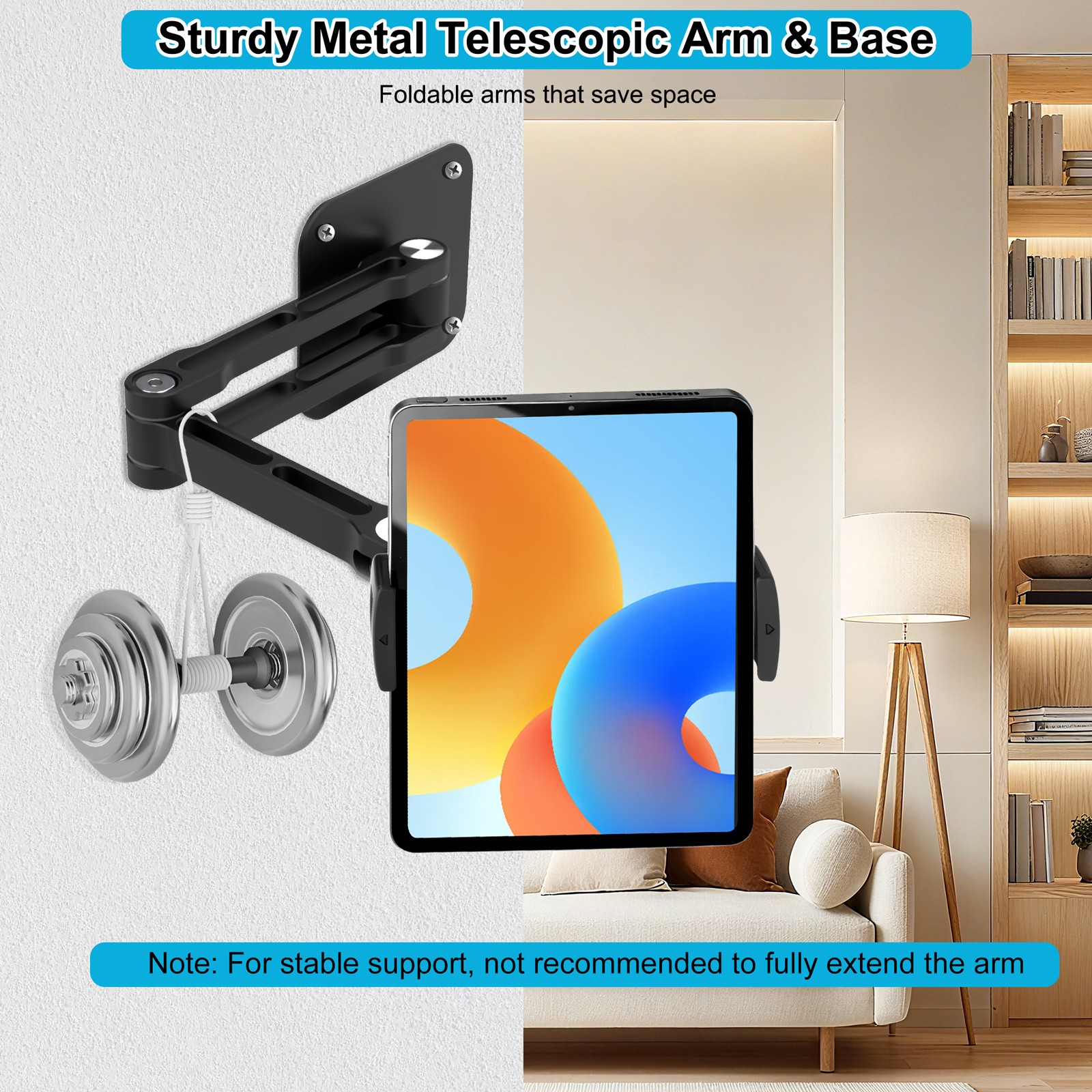 Tablet Wall Mount Holder 360° Rotating for 4.7-12.9"iPad Pro Air Mini Galaxy Tab