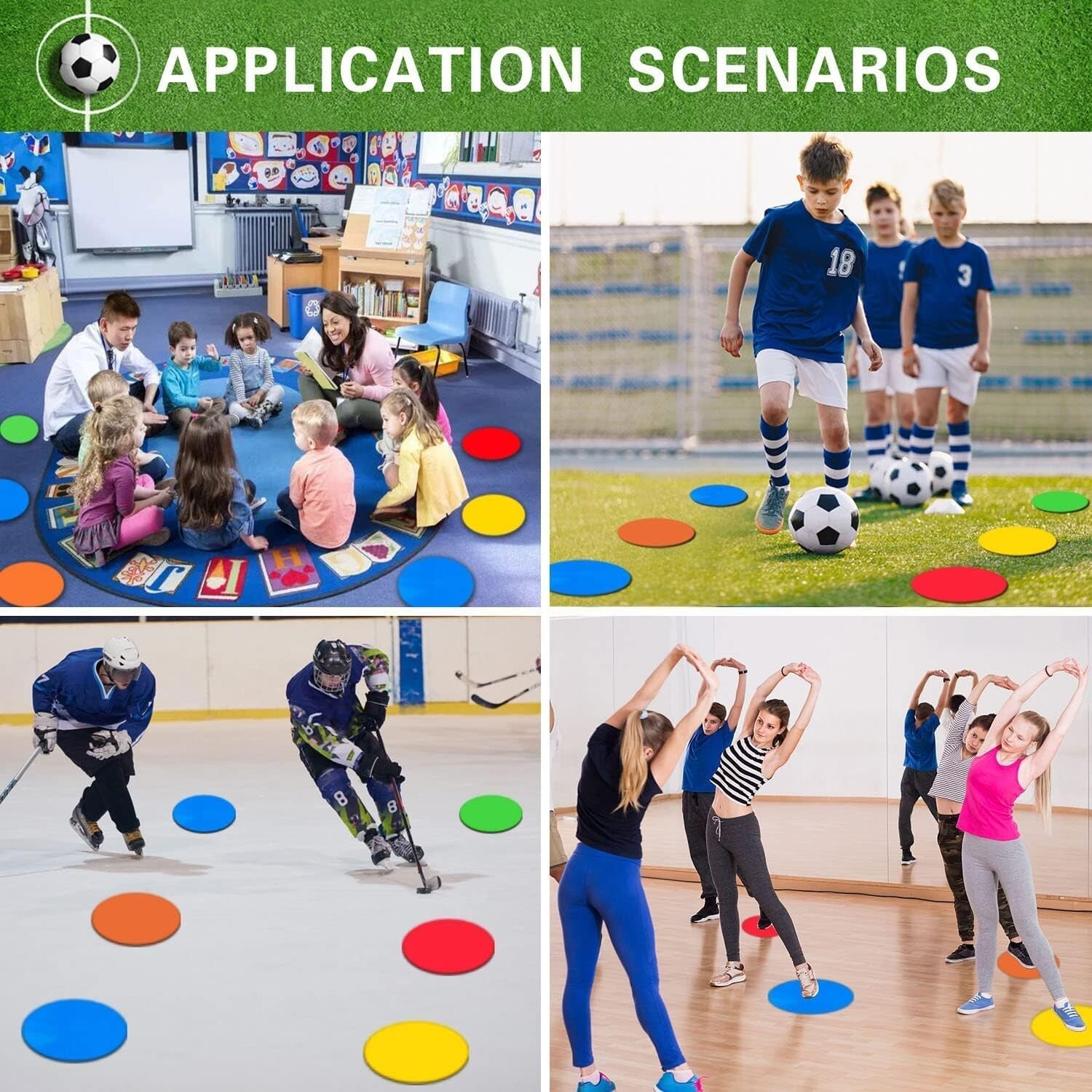 Spot Markers for Sports 9 Inch, 12Pcs Non Slip Rubber Agility Poly Spots Mark...