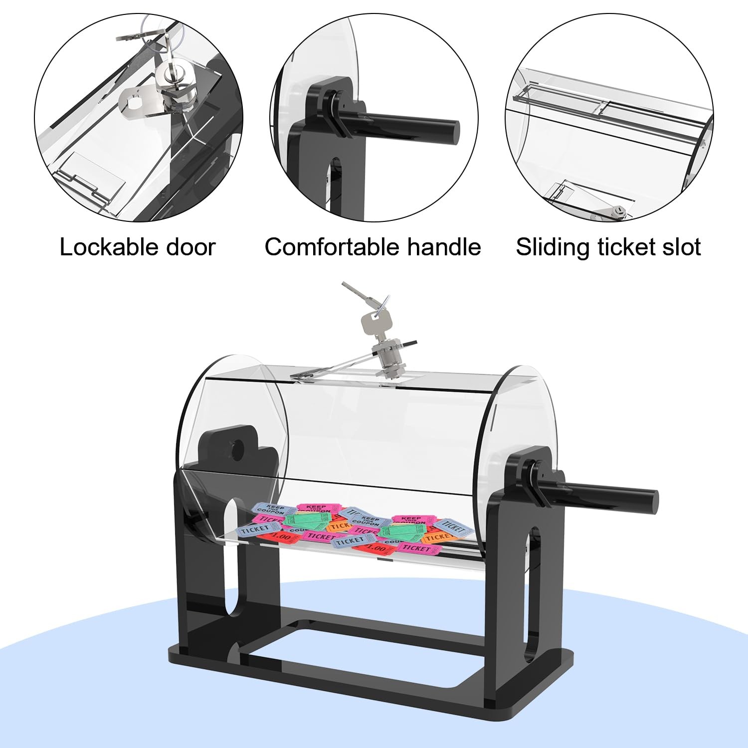 Raffle Ticket Spinner Raffle Drum: Acrylic Rotating Lottery Box with Handle (...
