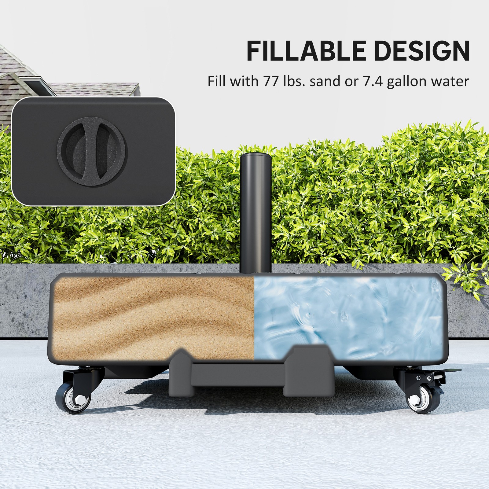 Patio Umbrella Base with Wheels, Heavy Duty Outdoor Umbrella Stand Holder